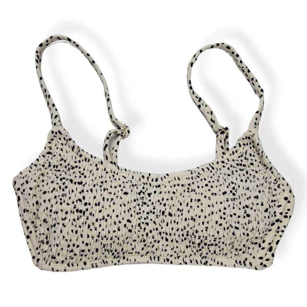 Xhilaration Smocked Cream and Black Bralette Bikini Top X-Small Jrs.